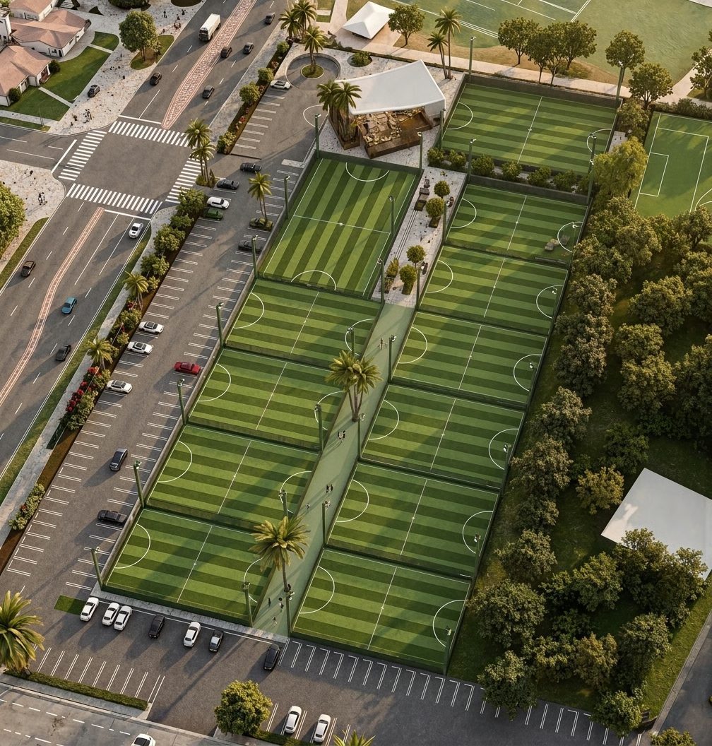 Render of the proposed KIX center on the same site